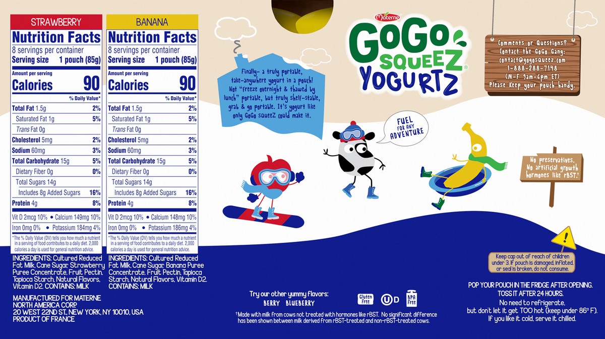 slide 6 of 7, GoGo squeeZ YogurtZ Variety Pack, Made with 100% Real Milk, 3 oz Pouches (16 Pack), 16 ct