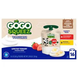 GoGo squeeZ YogurtZ Variety Pack, Made with 100% Real Milk, 3 oz Pouches (16 Pack)