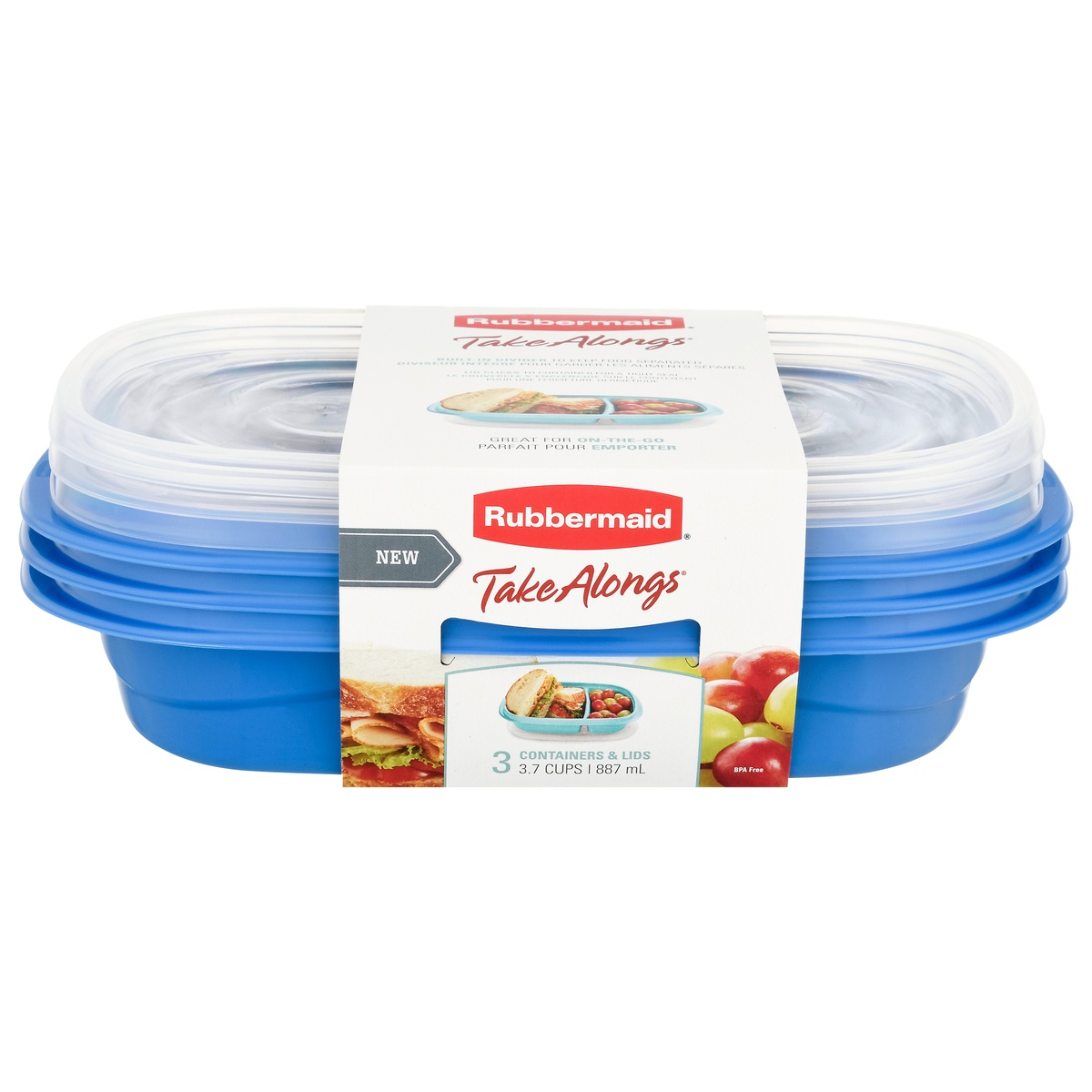 slide 1 of 1, Rubbermaid Take Alongs Sandwich Containers 3 Pack, 3.7 c