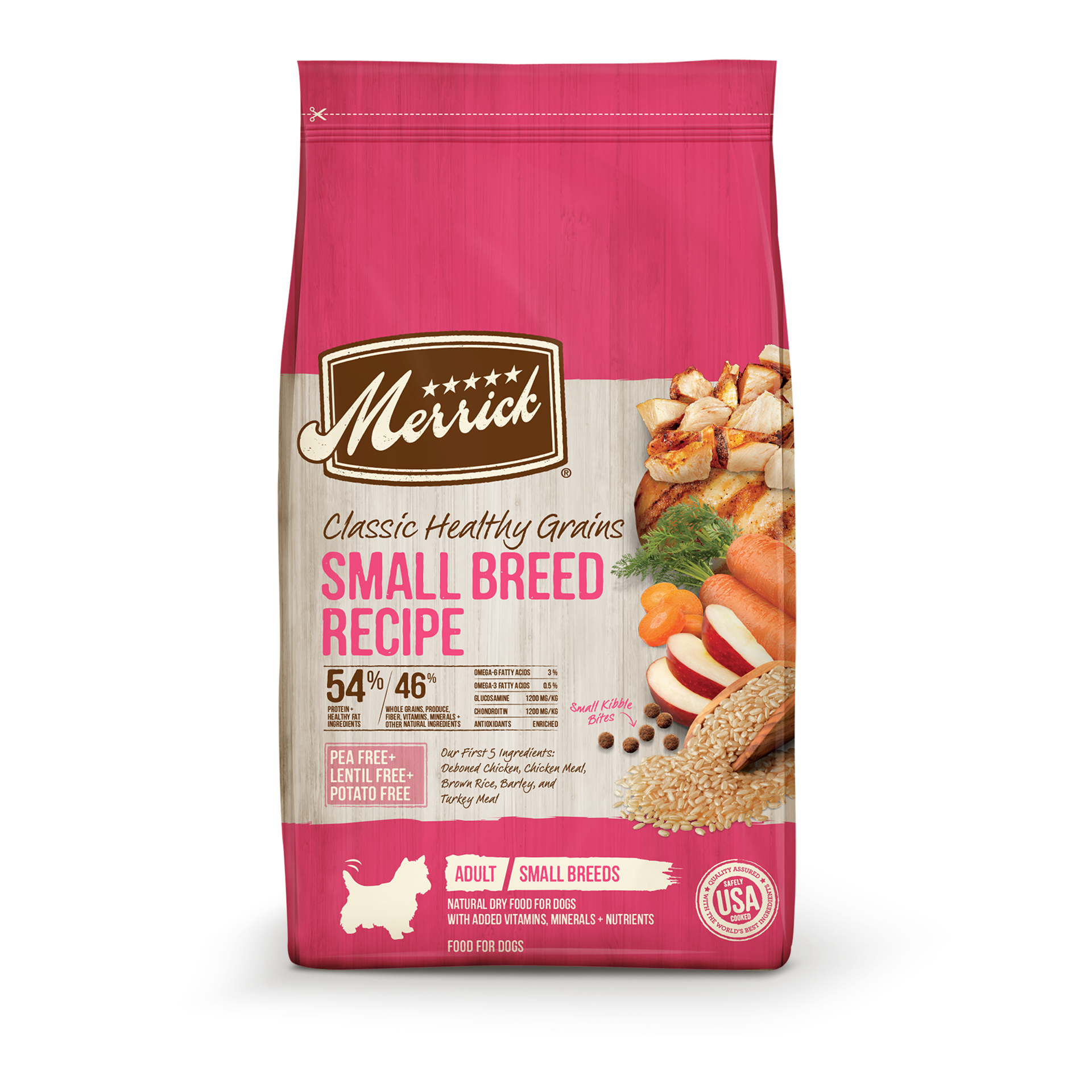 slide 1 of 9, Merrick Classic Healthy Grains Dry Dog Food Small Breed Recipe - 4 lb Bag, 4 lb