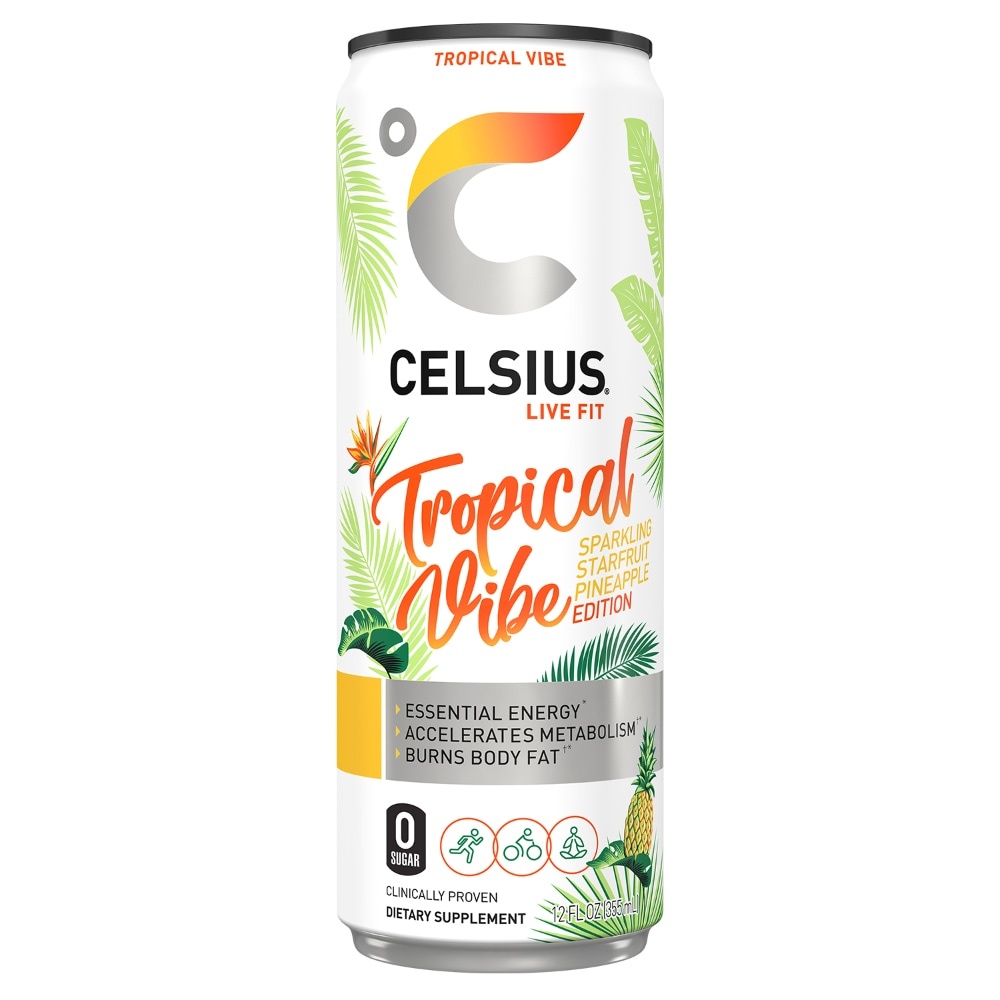 slide 1 of 1, Celsius Tropical Vibe Energy Drink- 12 fl oz, 12 fl oz