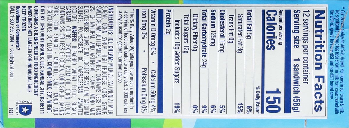 slide 13 of 17, Country Fresh Vanilla Ice Cream Sandwiches, 12 ct