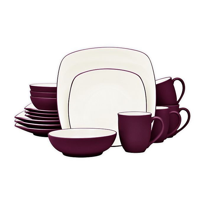 slide 1 of 1, Noritake Colorwave Square Dinnerware Set - Burgundy, 16 ct