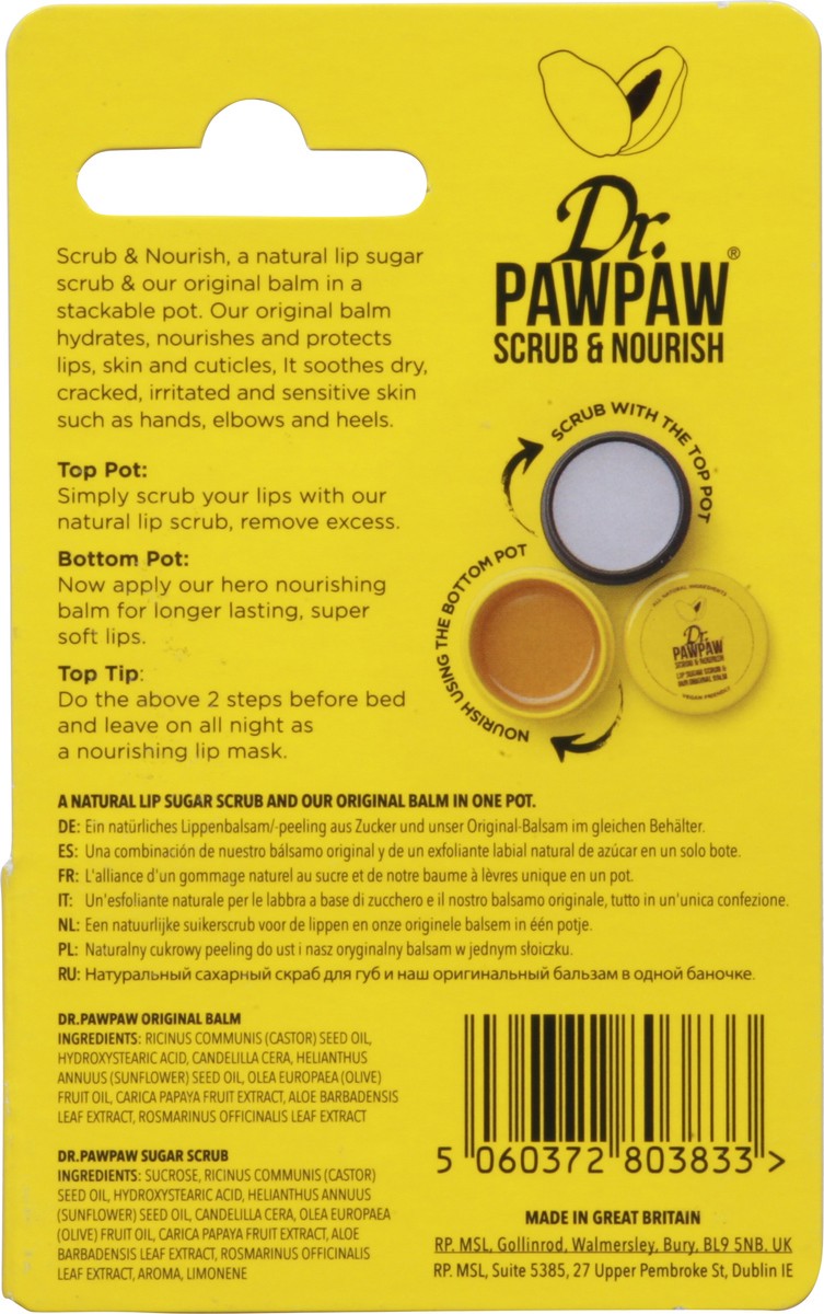 slide 6 of 9, Dr. PawPaw Scrub & Nourish Lip Scrub & Lip Balm Duo 0.55 fl oz, 0.55 fl oz