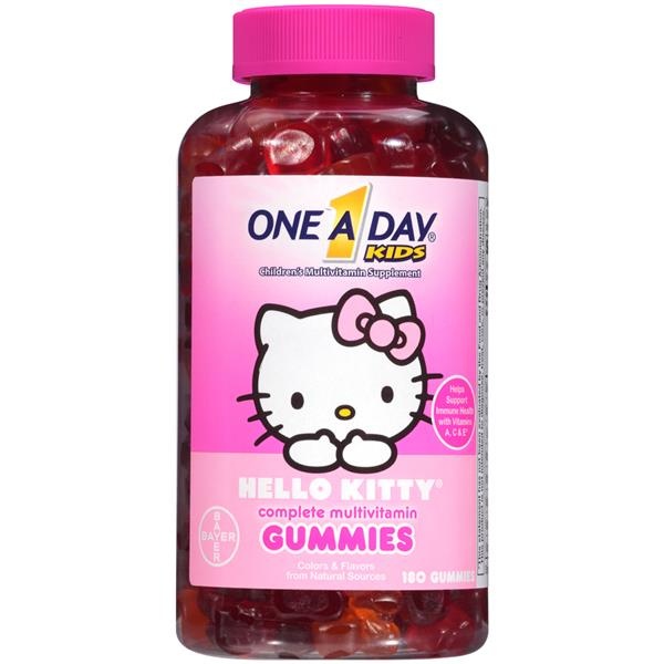 slide 1 of 1, One A Day Kids Hello Kitty Complete Multivitamin Supplement Gummies, 180 ct