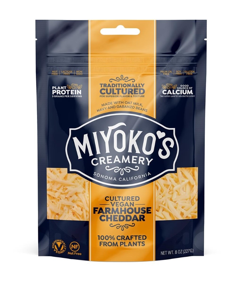 slide 1 of 1, Miyoko's Farmhouse Shredded Cheddar Cheese, 8 oz