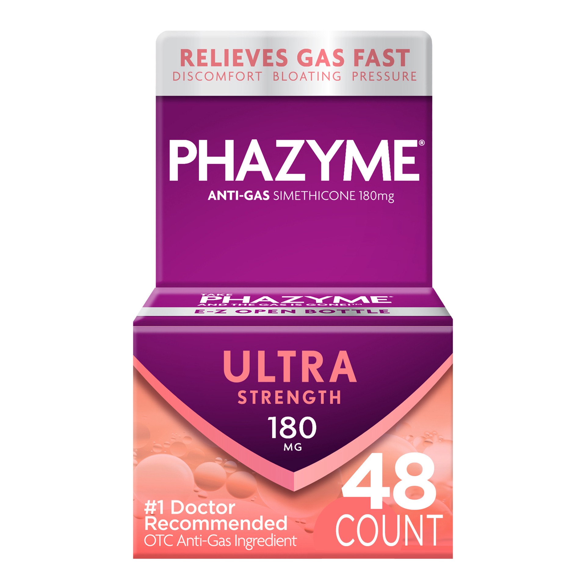 slide 1 of 2, Phazyme Ultra Strength Gas & Bloating Relief, Gas Relief Works in Minutes, 48 Fast Gels, 48 ct