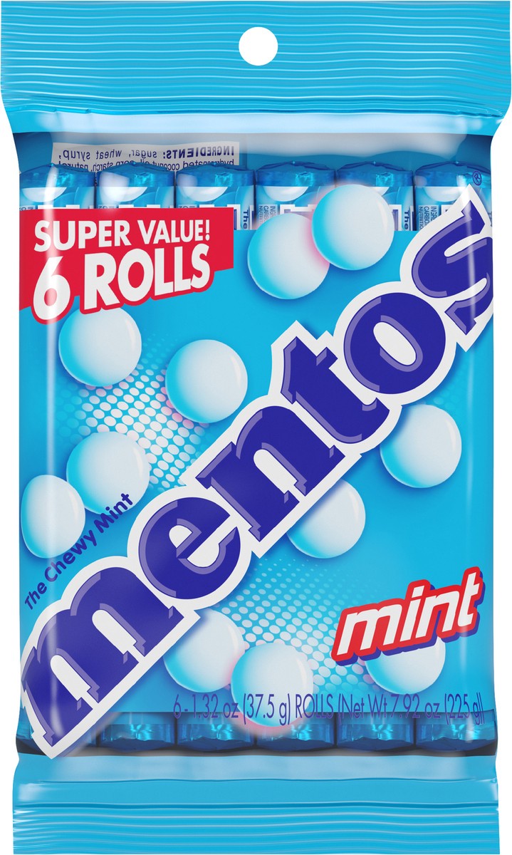 slide 3 of 3, Mentos Chewy Mint Flavored Candy Roll, 14 Piece Rolls, 6 Pack, 6 ct