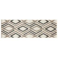 Loloi Horizontal Diamonds All-Purpose Runner Mat, 20 In X 60 In, Tan Black