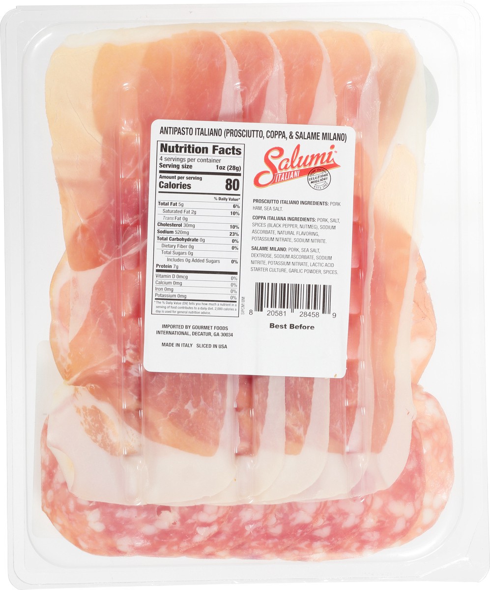 slide 6 of 9, Salumi Italiani Antipasto Italiano, Prosciutto Italiano, Coppa Italiana, Salame Milano, Sliced, 4 oz
