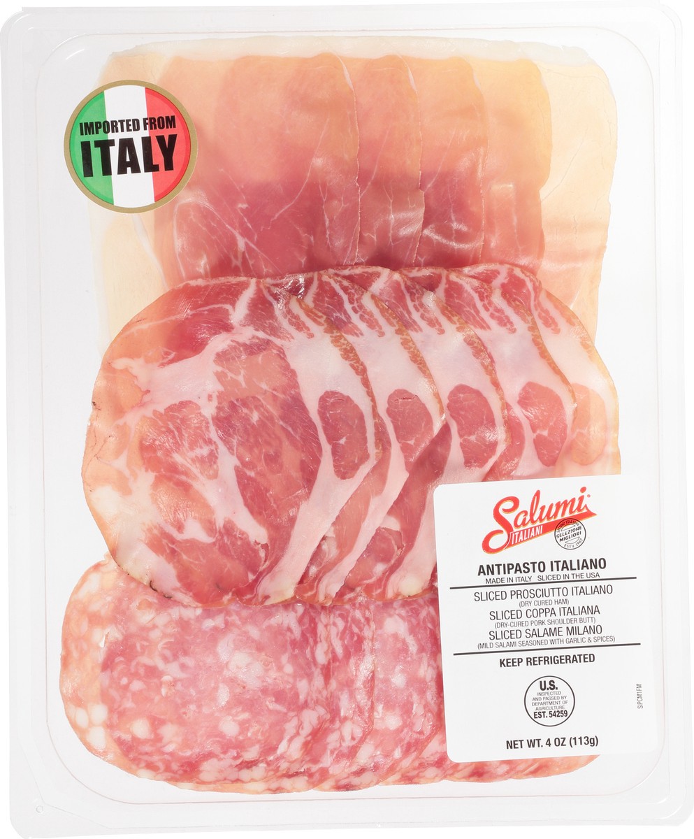 slide 7 of 9, Salumi Italiani Antipasto Italiano, Prosciutto Italiano, Coppa Italiana, Salame Milano, Sliced, 4 oz