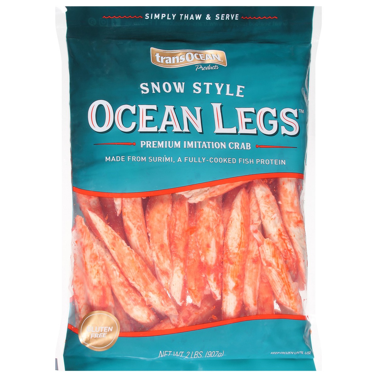 slide 13 of 14, Trans-Ocean Ocean Legs Snow Style Premium Imitation Crab 2 lb, 2 lb