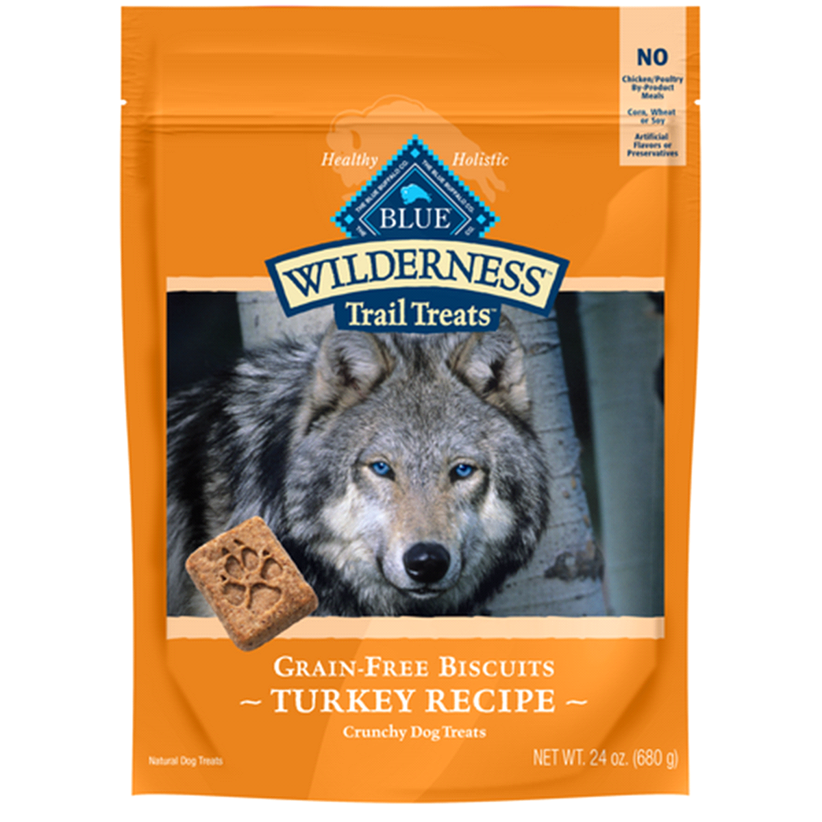 slide 1 of 1, Blue Wilderness Crunchy Grainfree Turkey Dog Treats, 24 oz
