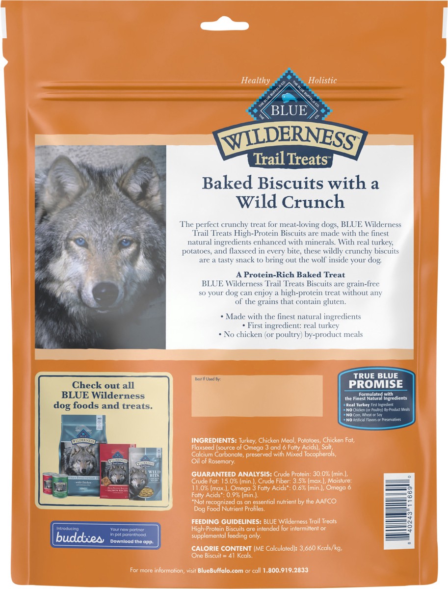 slide 9 of 9, Blue Wilderness Blue Buffalo Wilderness Trail Treats Grain Free Crunchy Dog Treats Biscuits, Turkey Recipe, 24 oz