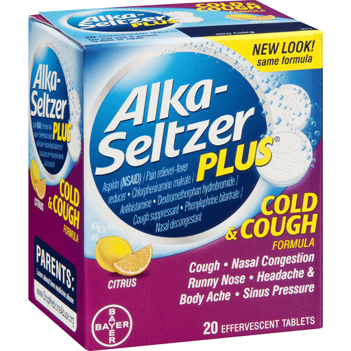 slide 2 of 9, Alka-Seltzer Plus Cold & Cough Formula Citrus Effervescent Tablets, 20 ct