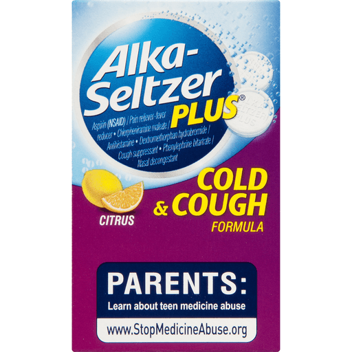 slide 5 of 9, Alka-Seltzer Plus Cold & Cough Formula Citrus Effervescent Tablets, 20 ct