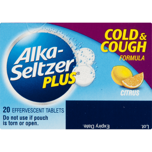 slide 8 of 9, Alka-Seltzer Plus Cold & Cough Formula Citrus Effervescent Tablets, 20 ct