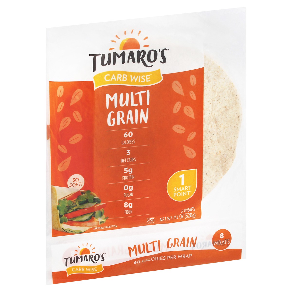 slide 2 of 9, Tumaro's Carb Wise Multigrain Wraps 8 Each, 8 ct