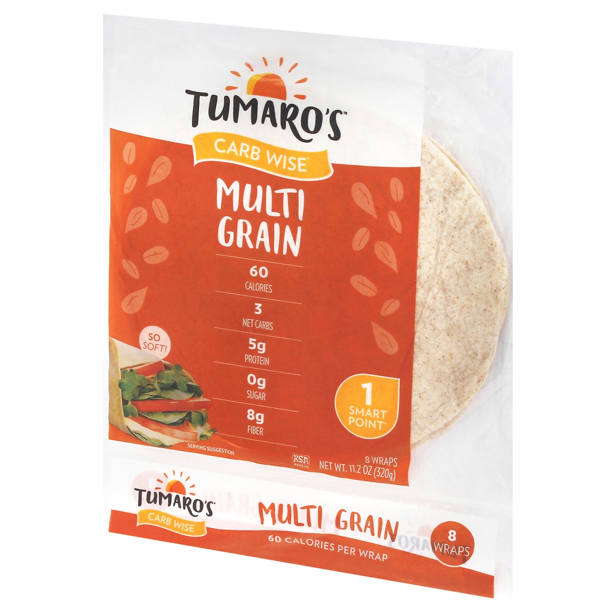 slide 6 of 9, Tumaro's Carb Wise Multigrain Wraps 8 Each, 8 ct