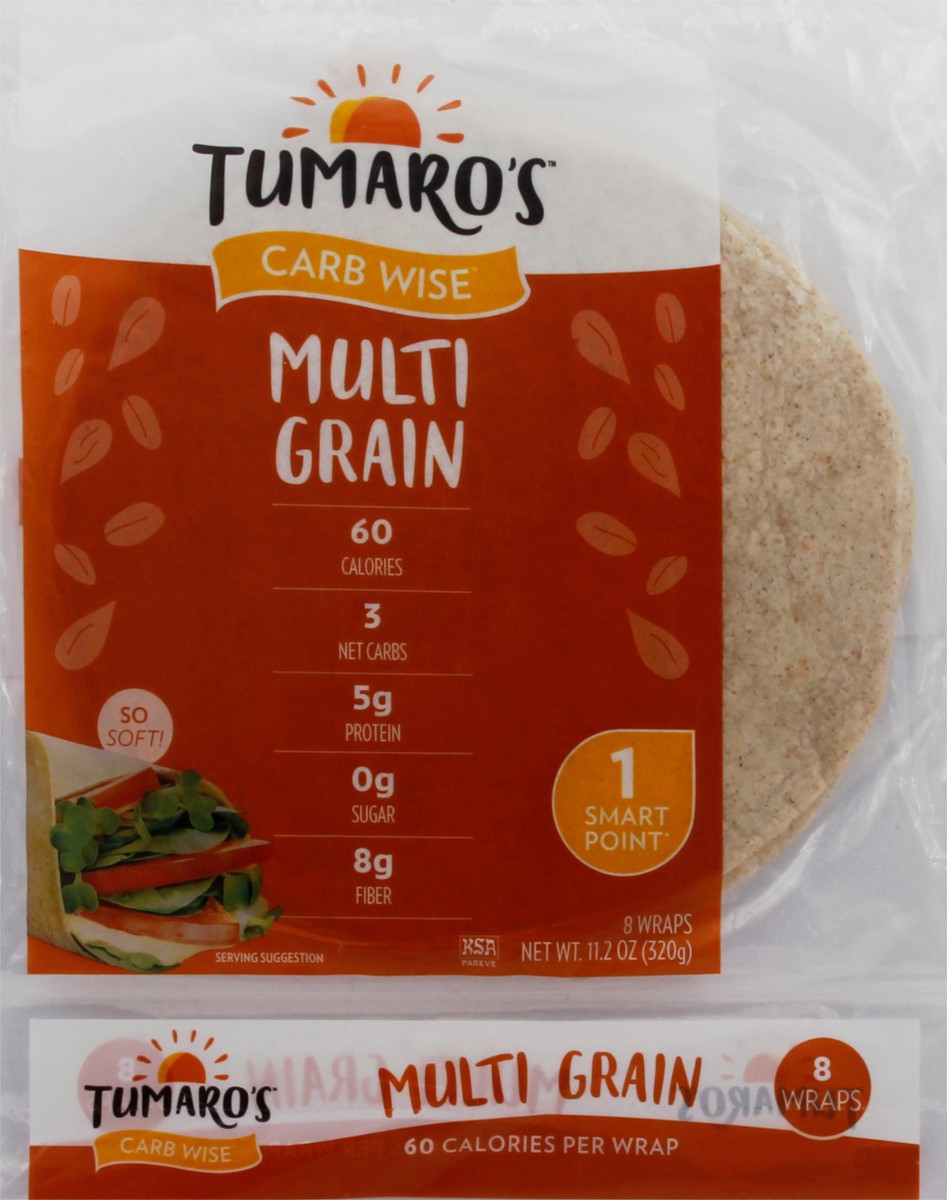 slide 5 of 9, Tumaro's Carb Wise Multigrain Wraps 8 Each, 8 ct