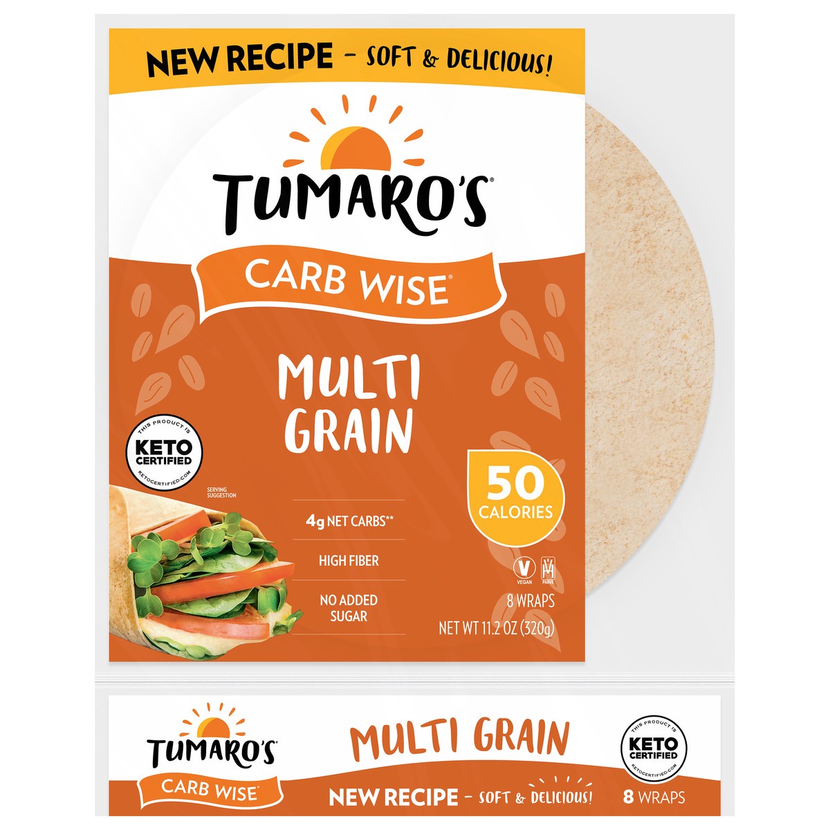slide 1 of 9, Tumaro's Multi Grain Carb Wise Wraps, 1 Pack, 8 Count, 8 ct