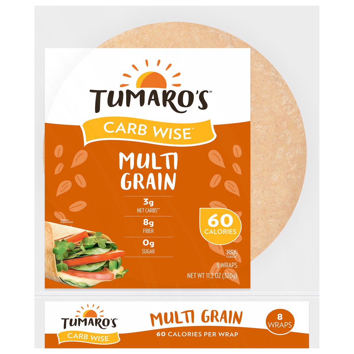 slide 1 of 9, Tumaro's Carb Wise Multigrain Wraps 8 Each, 8 ct