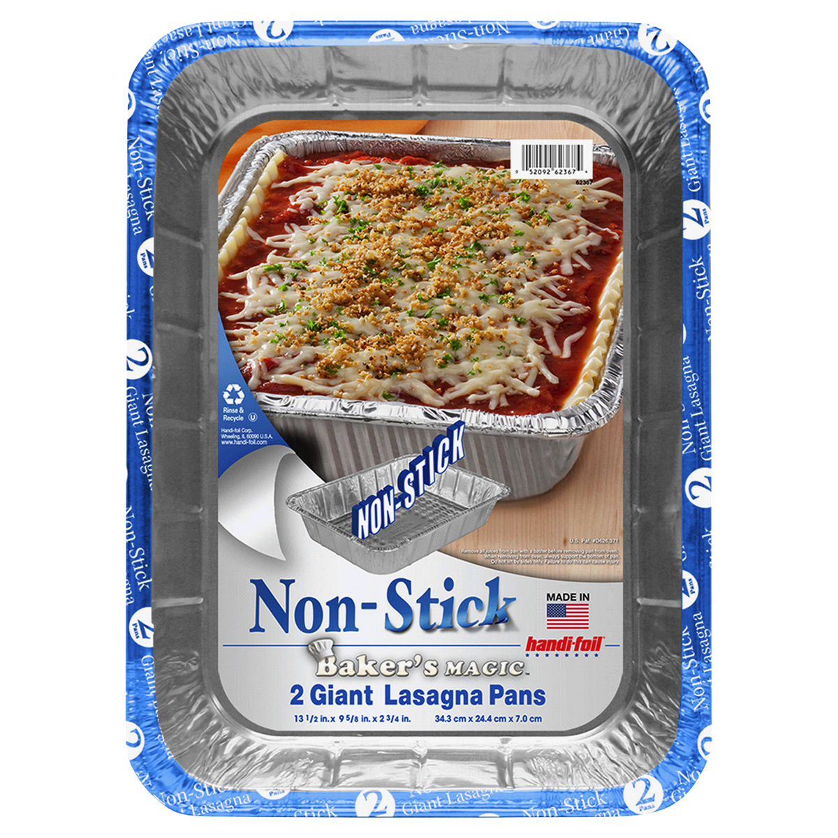 slide 1 of 1, Handi Foil Non-Stick Giant Lasagna Pans, 2 ct