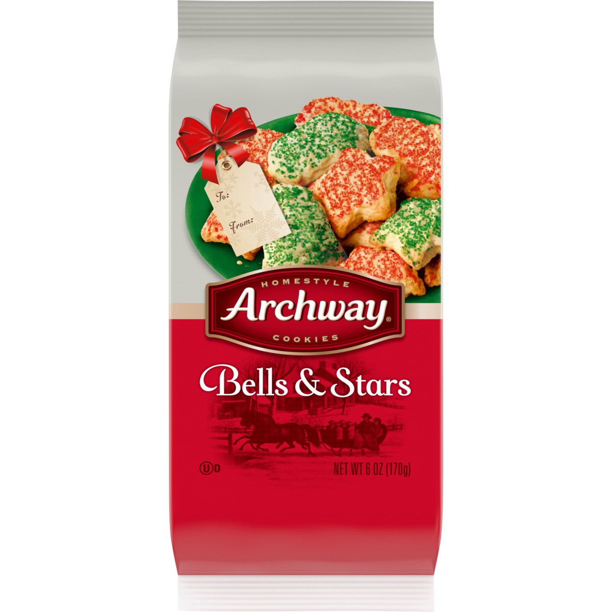 slide 6 of 11, Archway Cookies Bells and Stars Holiday Cookies, 6.000 oz