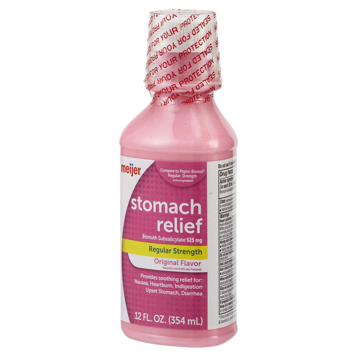 slide 9 of 29, Meijer Stomach Relief Pink Bismuth Liquid, Original Flavor, 12 oz