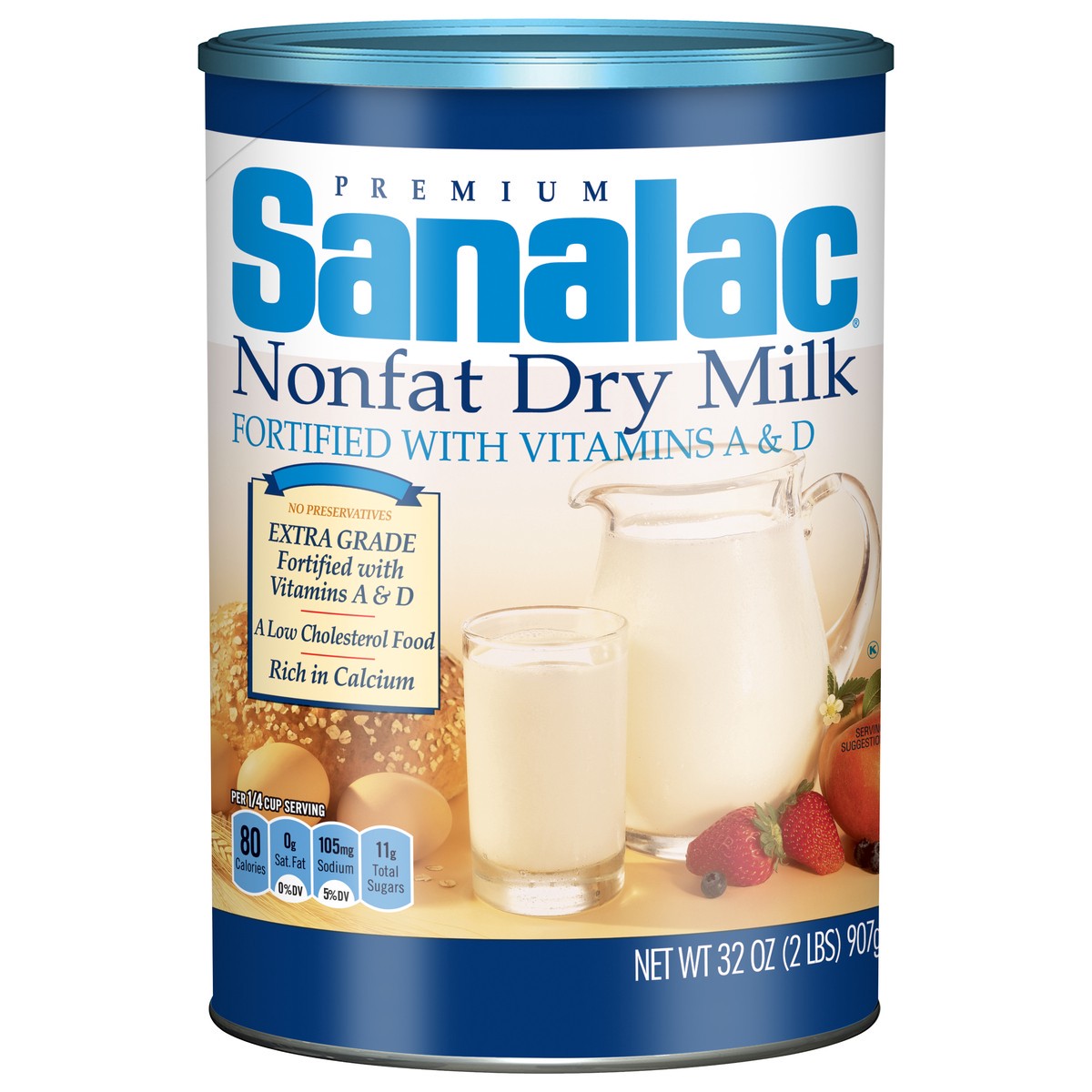 slide 2 of 5, Sanalac Premium Nonfat Dry Milk 32 oz, 32 oz