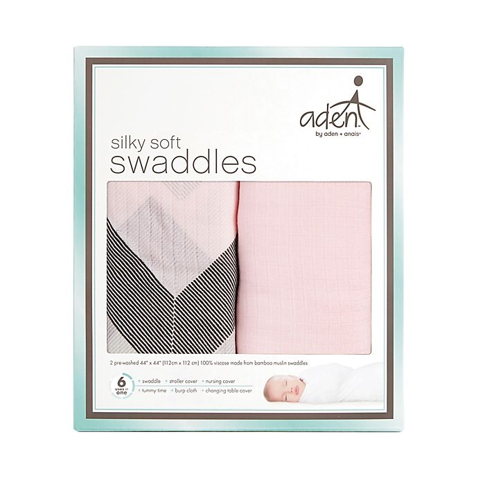slide 2 of 2, aden + anais Silky Soft Swaddles - Ziggy - Pink, 1 ct