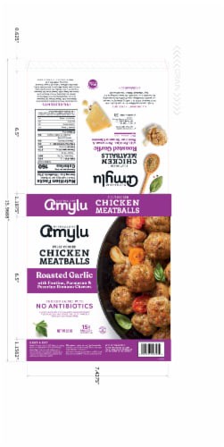 slide 1 of 1, Meatballs by Amylu Roasted Garlic with Fontina Parmesan & Pecorino Romano Cheese Chicken Meatballs, 23 oz, 23 oz