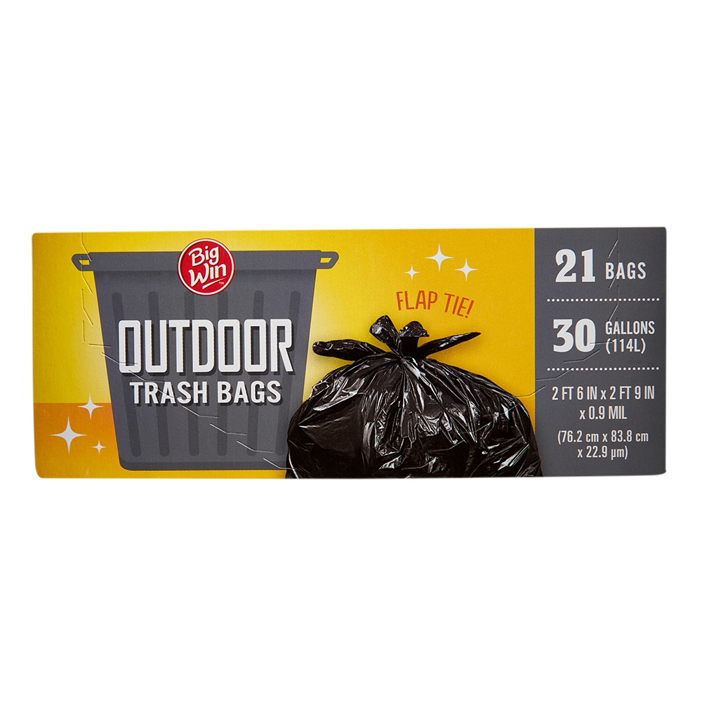 slide 1 of 1, Big Win Outdoor Trash Bags, 30 gal, 21 ct