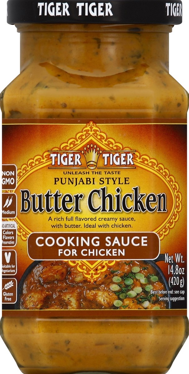 slide 2 of 2, Tiger Tiger Cooking Sauce, Punjabi Style Butter Chicken, Medium, 14.8 oz