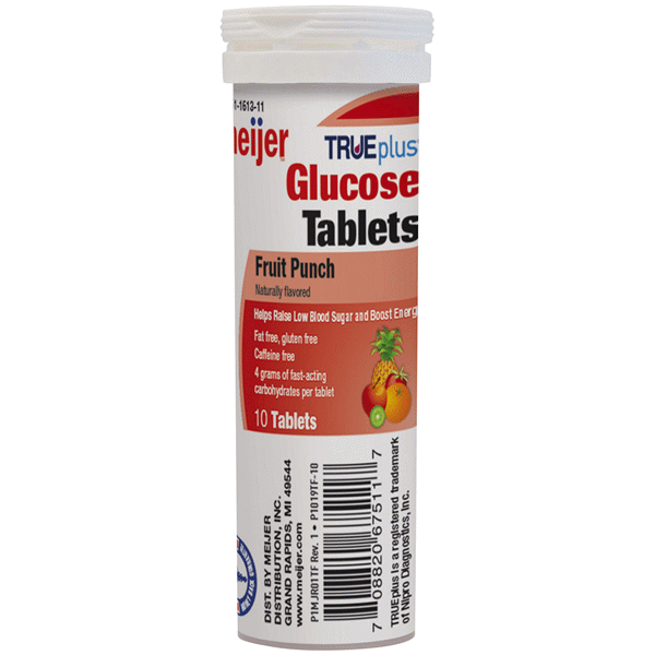 slide 1 of 1, Meijer TruePlus Fruit Punch Glucose Tablets, 10 ct