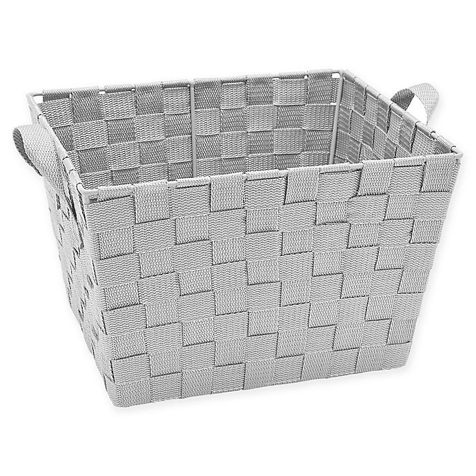 slide 1 of 2, Simplify Small Woven Storage Bin - Light Grey, 1 ct