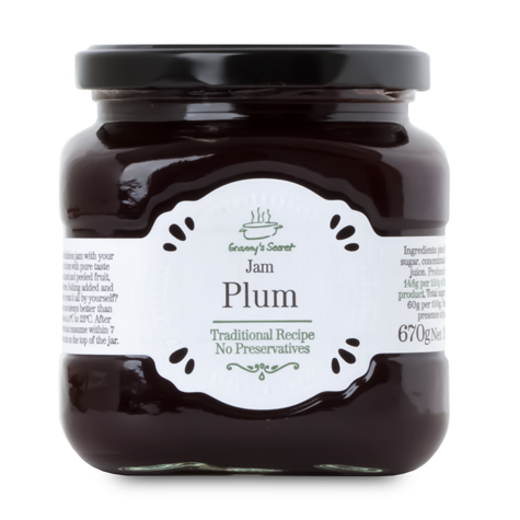 slide 1 of 1, Granny's Plum Jam, 670 gram