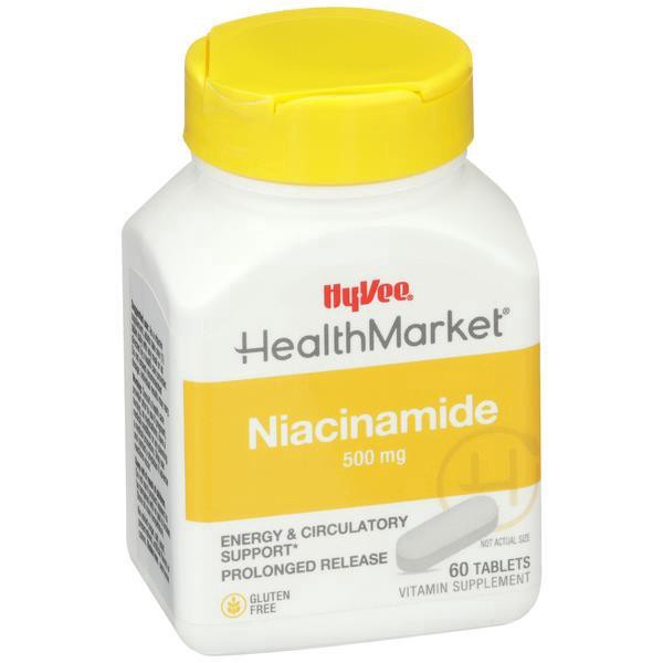 slide 1 of 1, Hy-Vee Healthmarket Niacinamide 500mg Tablets, 60 ct