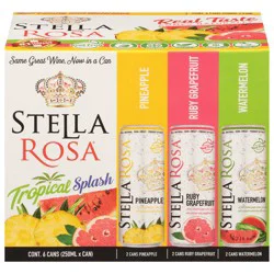 Stella Rosa Tropical Splash Variety Pack: Watermelon, Pineapple, Grapefruit Semi-Sweet Italian Wine - 6 pk 250 ml