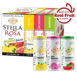 Stella Rosa Tropical Splash Variety Pack: Watermelon, Pineapple, Grapefruit Semi-Sweet Italian Wine 6pk/250 ml