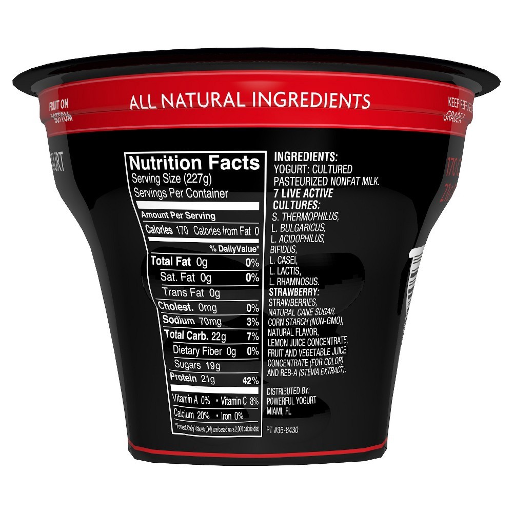 slide 2 of 2, Powerful Strawberry Greek Non-Fat Yogurt, 8 oz