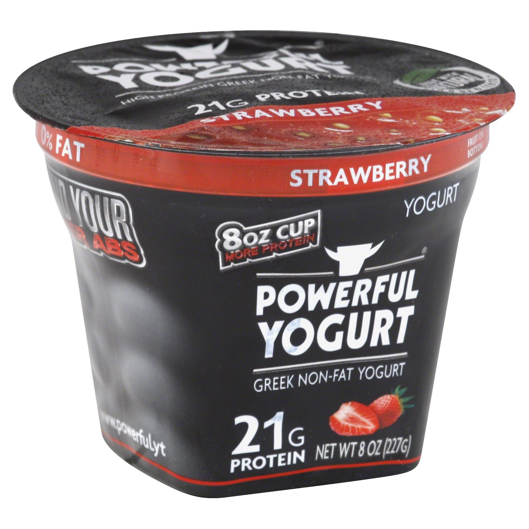 slide 1 of 2, Powerful Strawberry Greek Non-Fat Yogurt, 8 oz