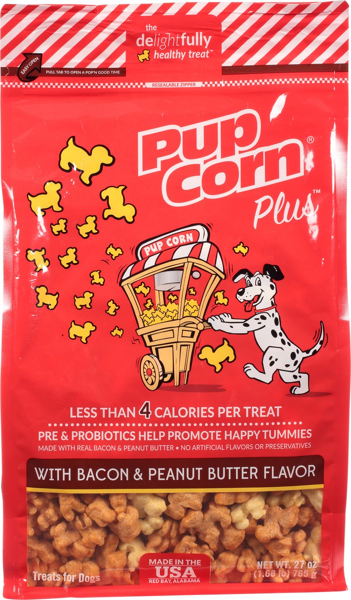 slide 3 of 12, PupCorn Plus Bacon & Peanut Butter Flavor Treats for Dogs 27 oz, 27 oz