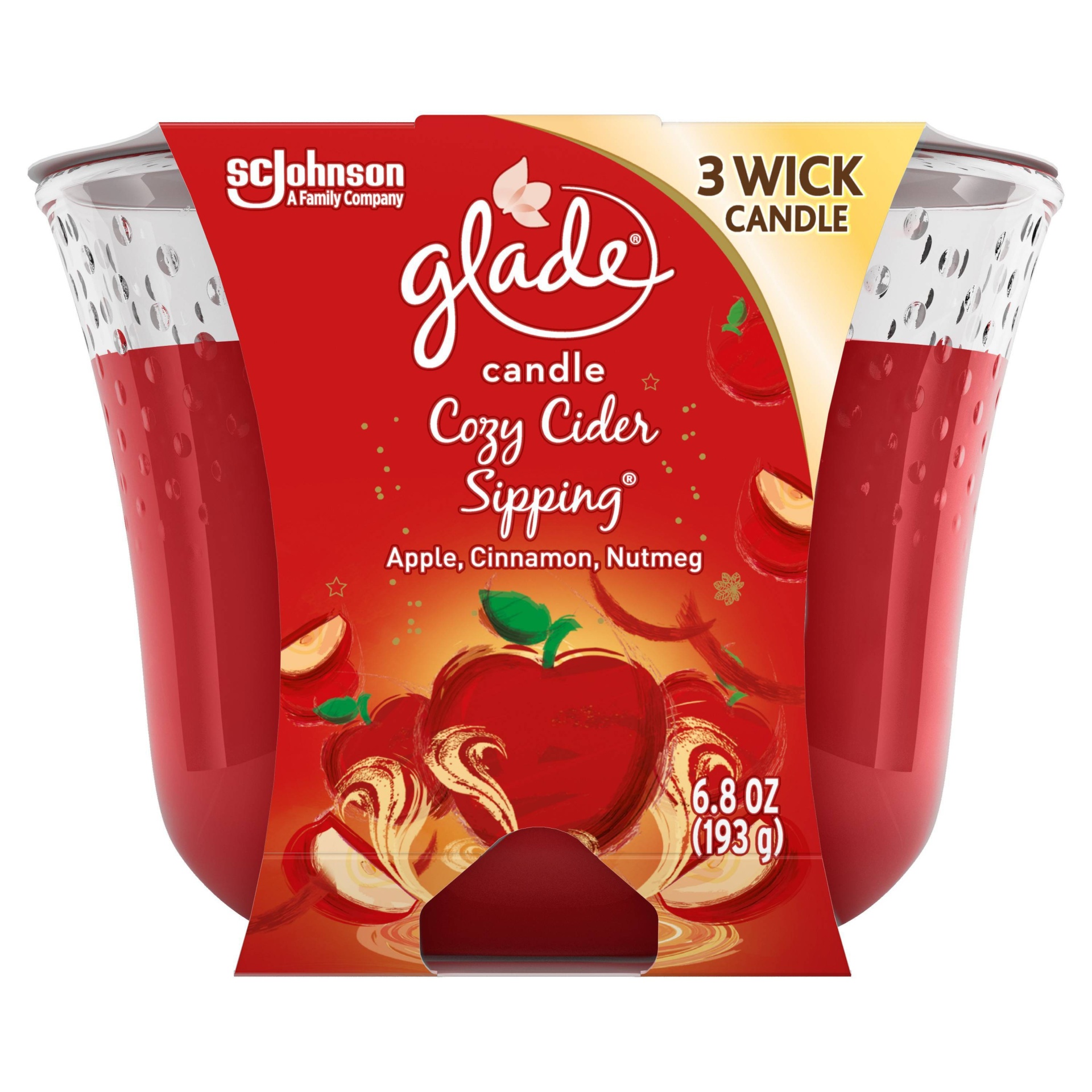 slide 1 of 1, Glade Candle - Cozy Cider Sipping, 6.8 oz