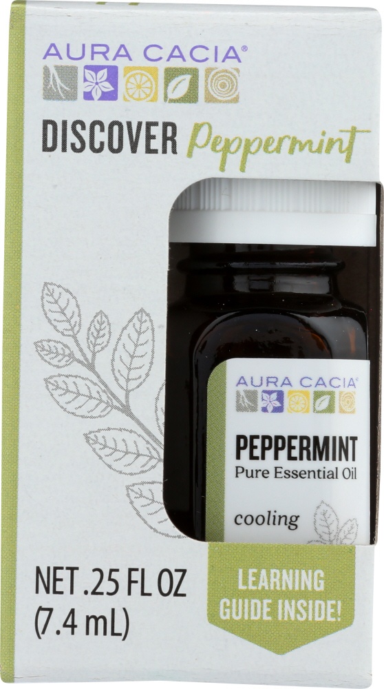 slide 1 of 1, Aura Cacia Essential Oils Peppermint, 0.25 fl oz