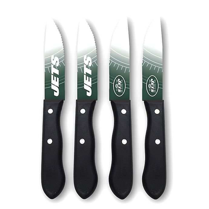 slide 1 of 2, NFL New York Jets Stainless Steel Steak Knife Set, 4 ct