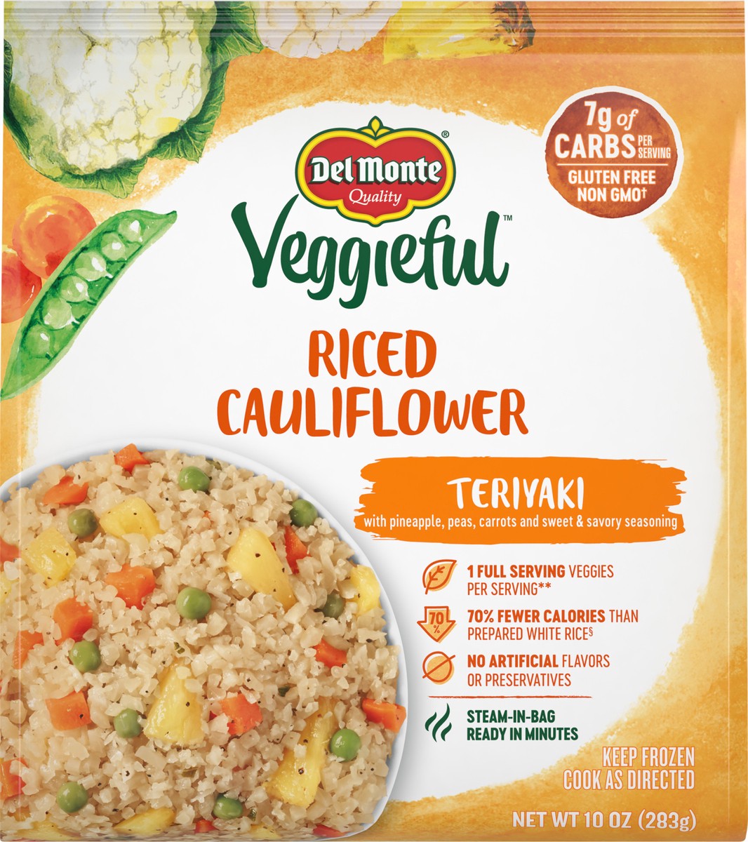 slide 4 of 7, Del Monte Veggieful™ Riced Cauliflower Teriyaki 10 oz. Bag, 10 oz