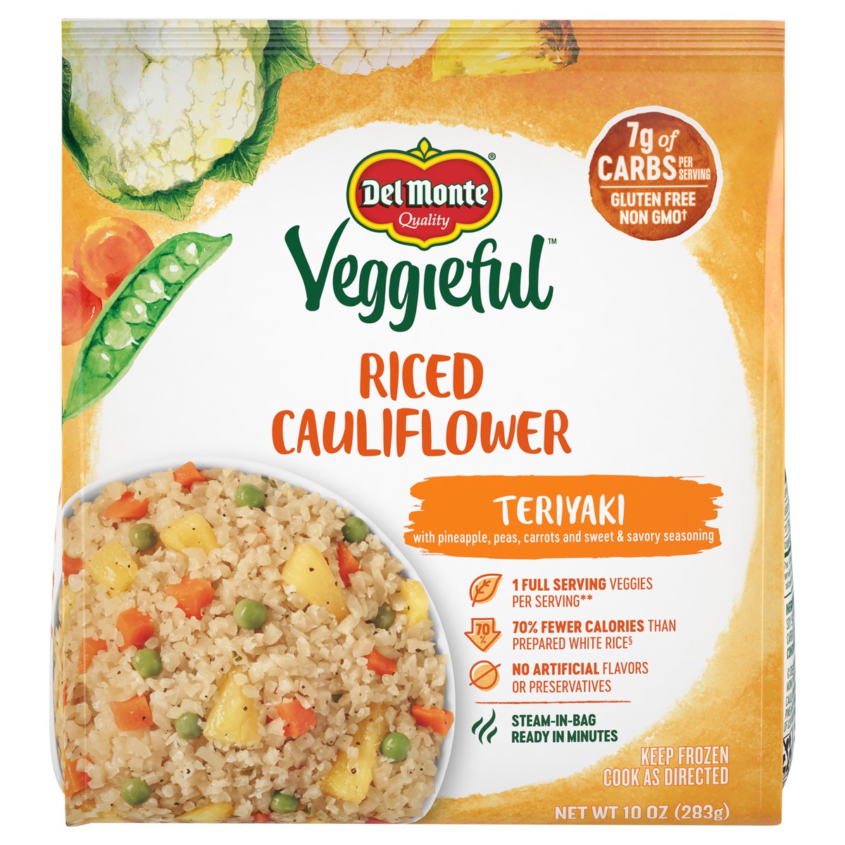 slide 1 of 7, Del Monte Veggieful™ Riced Cauliflower Teriyaki 10 oz. Bag, 10 oz