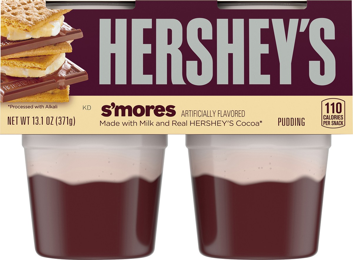 slide 1 of 6, Hershey's S'mores Ready-to-Eat Pudding Cups Snack with Milk & Real Cocoa, 4 ct Cups, 13.1 oz