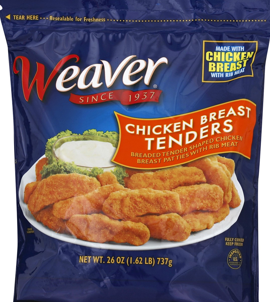 slide 3 of 3, Weaver Chicken Breast Tenders, 1.5 lb. (Frozen), 680.39 g